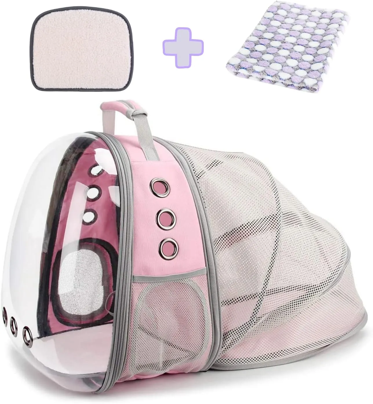 Lollimeow Bubble Pet Carrier Backpack, Airline-Approved for Cats and Puppies, Designed for Travel, Hiking, and Outdoor Adventures (Pink-Front Expandable)