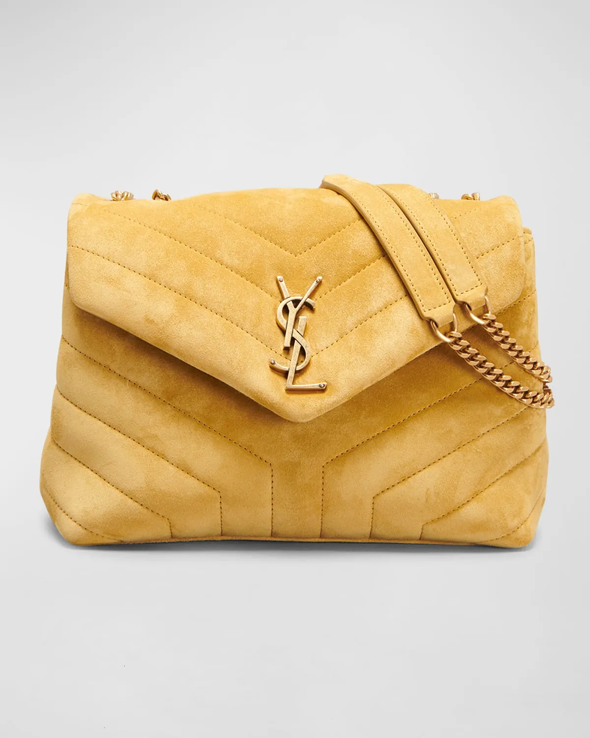 Loulou Small YSL Shoulder Bag in Quilted Suede