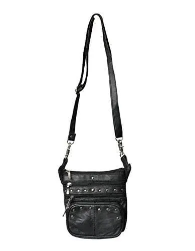 Luxurious Lamb Hip Belt Bag Leather Waist Bag: the Ultimate Black Studded Crossbody Purse for Women and Men - Hip Purse Leather Biker Purse for Ladies - Bayfield Bags