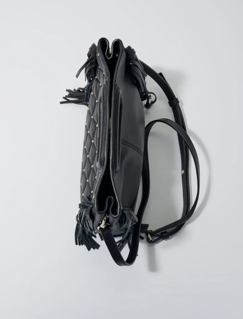 M bag in studded, quilted leather