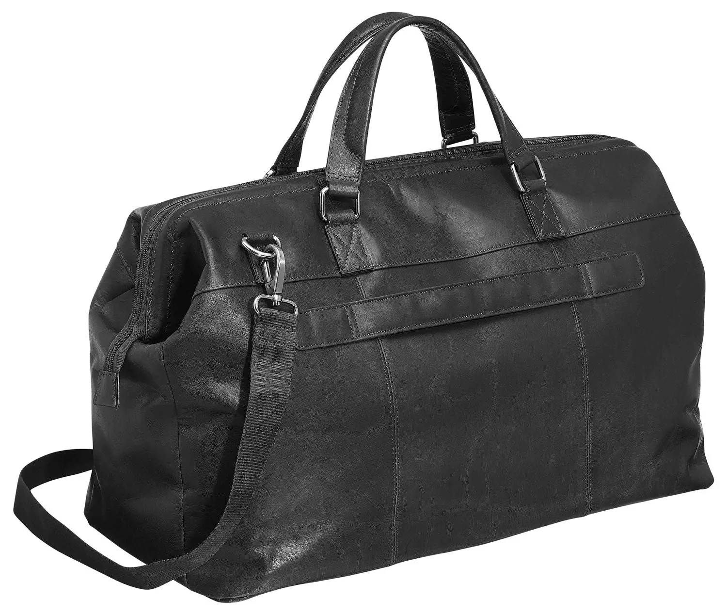 Mancini Leather Classic Carry-on Duffle Bag, 20" x 10" x 13.5", Black