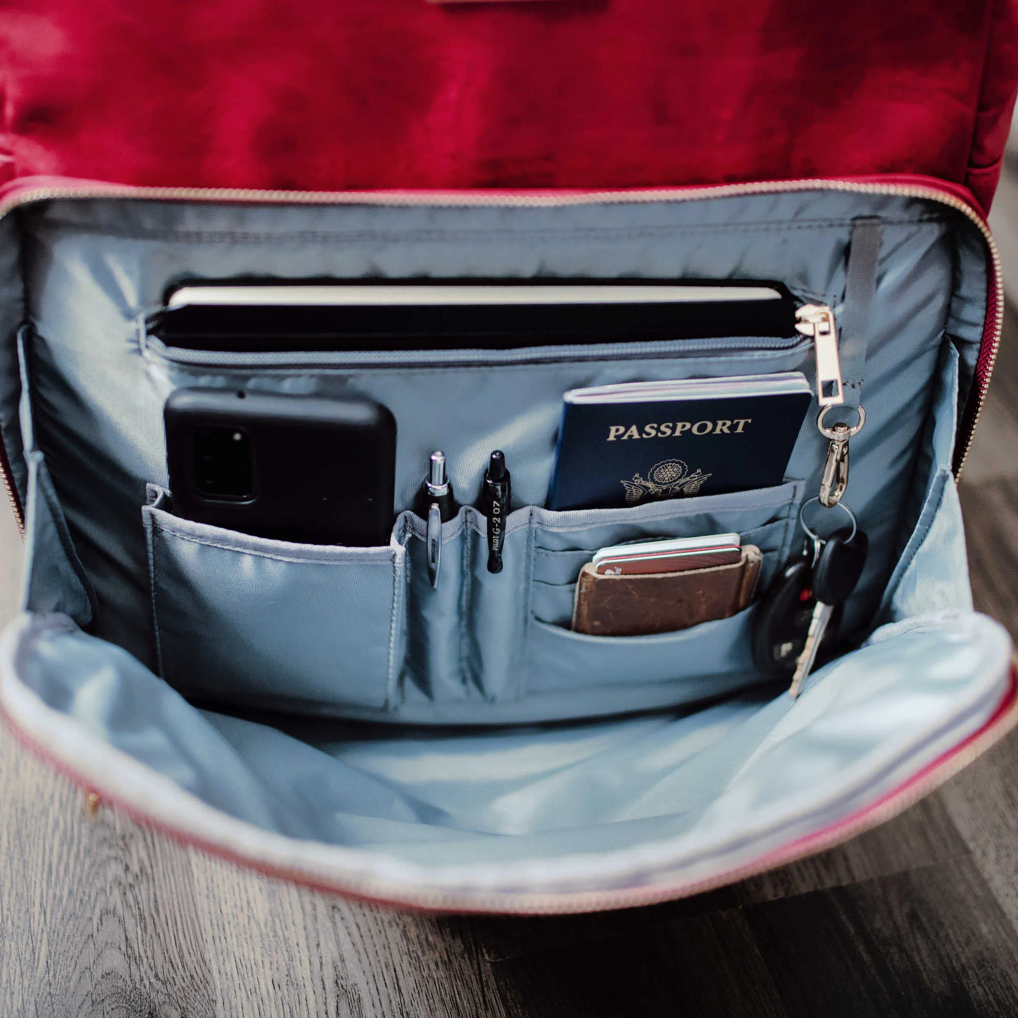 Maroon Tumbled Leather 2 Bag Set (Commuter and Duffle)