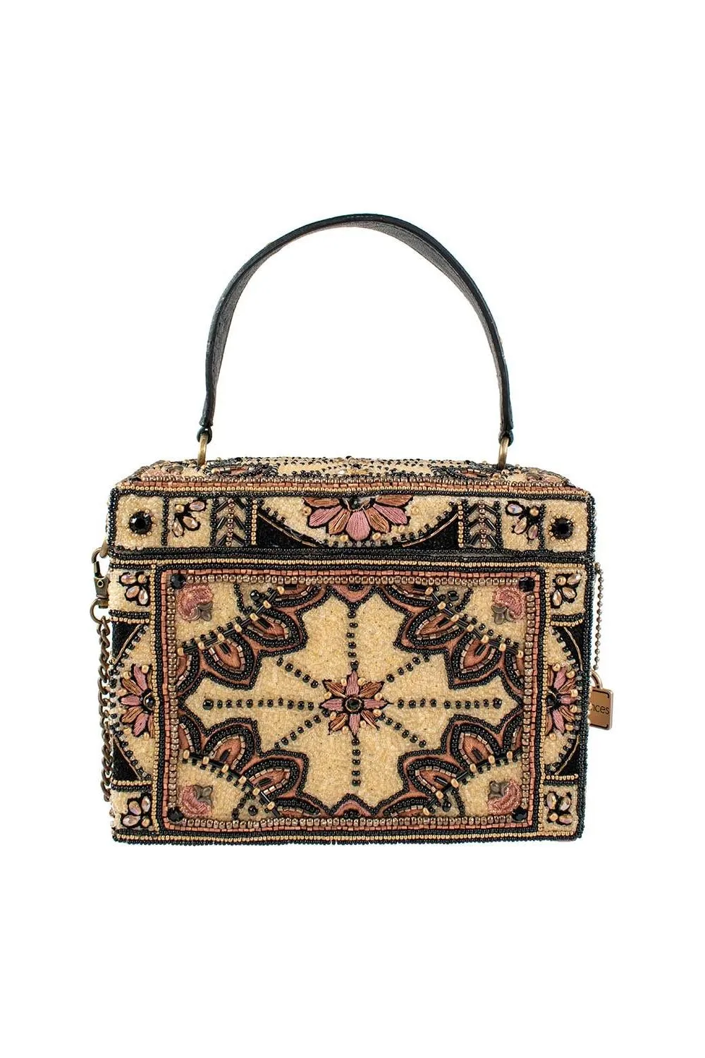 Mary Frances Come Close Beaded Box Bag S001-972  |  Champagne/Black | Clearance Final Sale