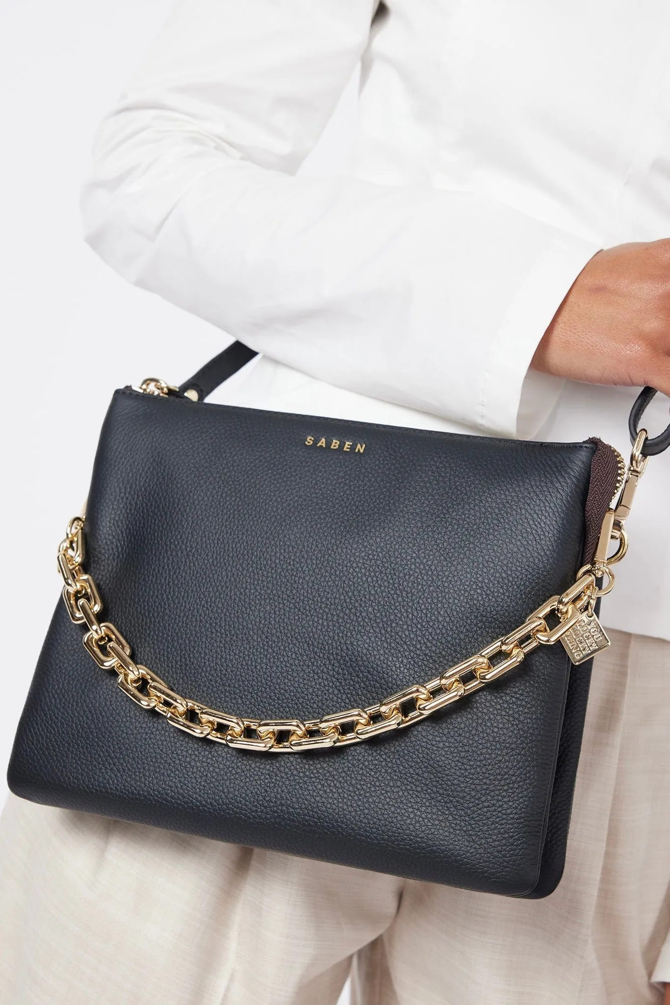 Matilda Black Crossbody Bag with Chunky Chain