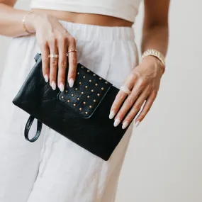 Maya Studded Clutch in Black