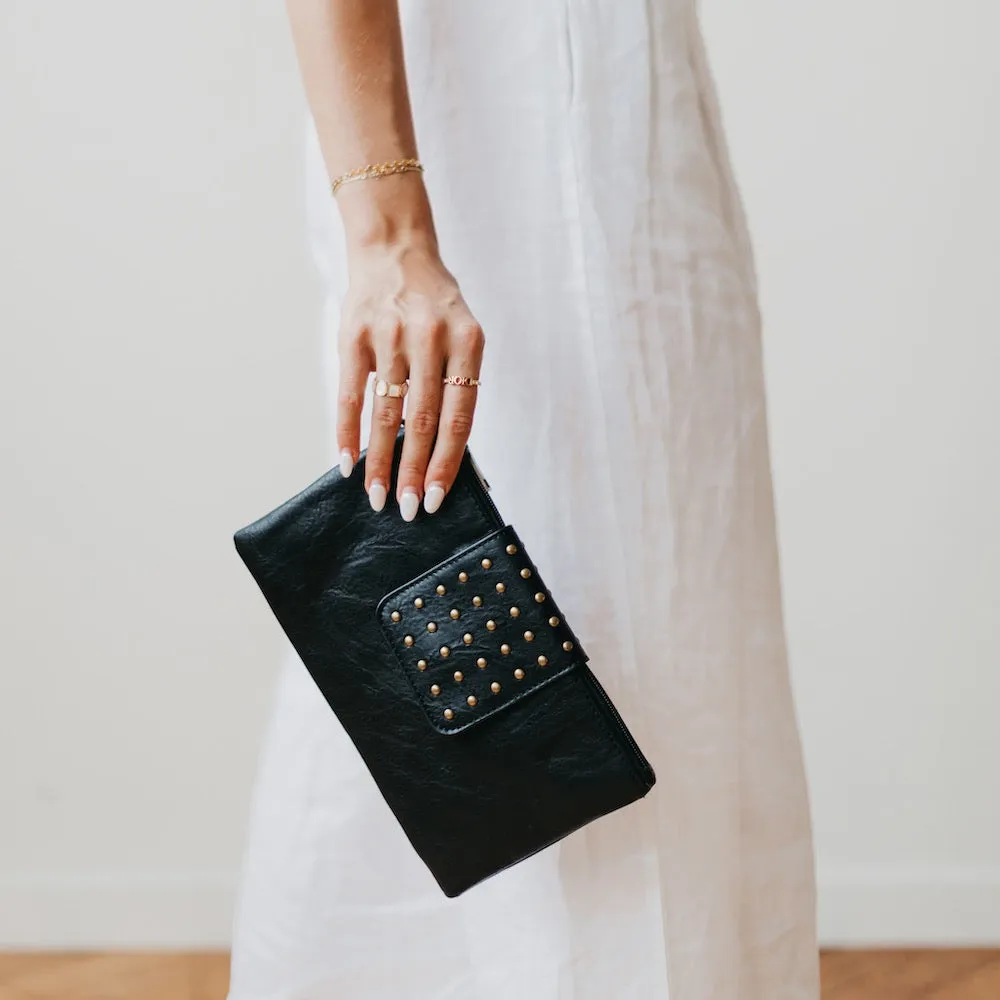 Maya Studded Clutch in Black