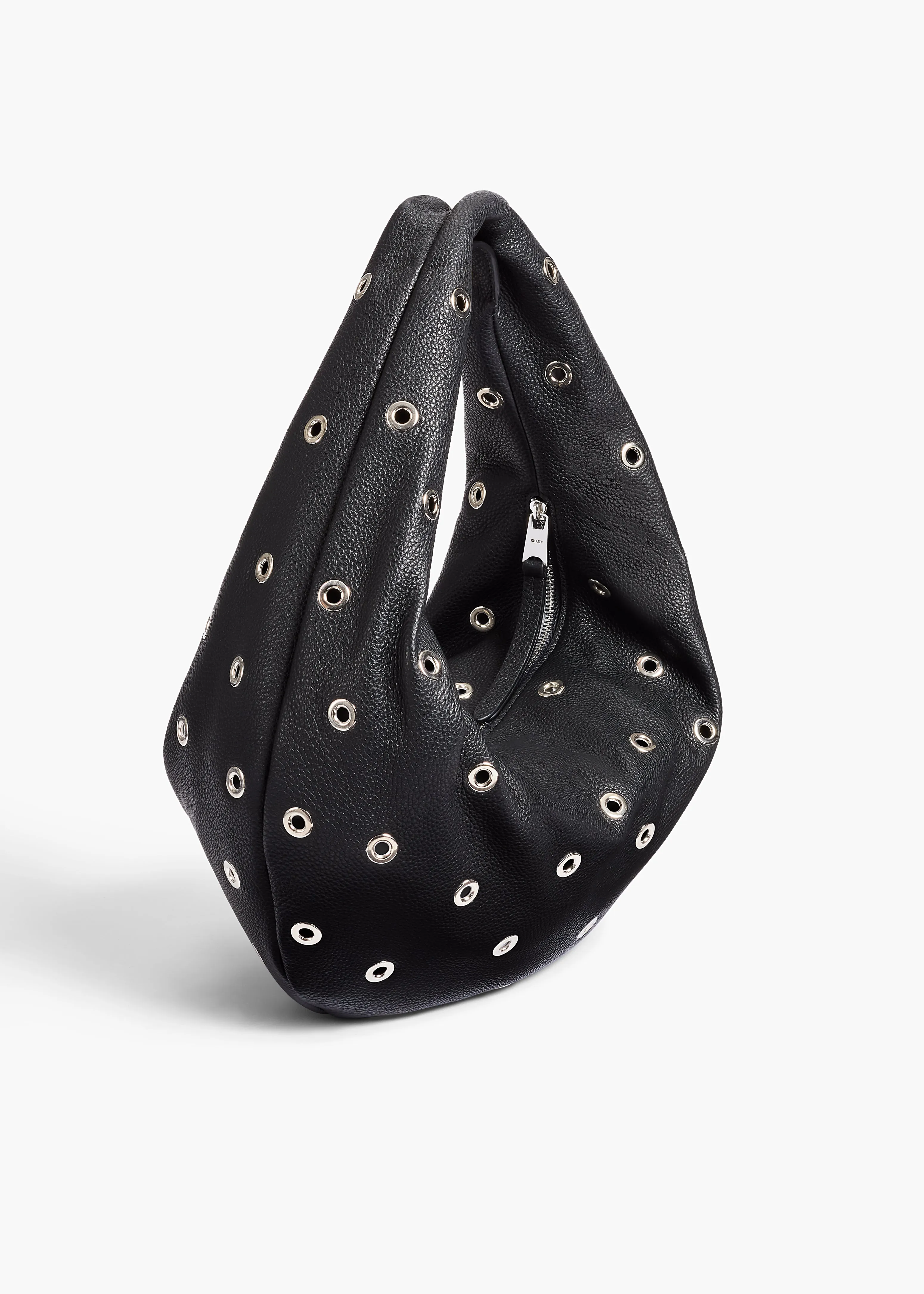 Medium Olivia Hobo in Black Pebbled Leather with Grommets