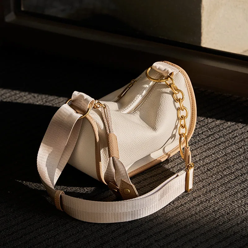 Medium White Saddle Bag