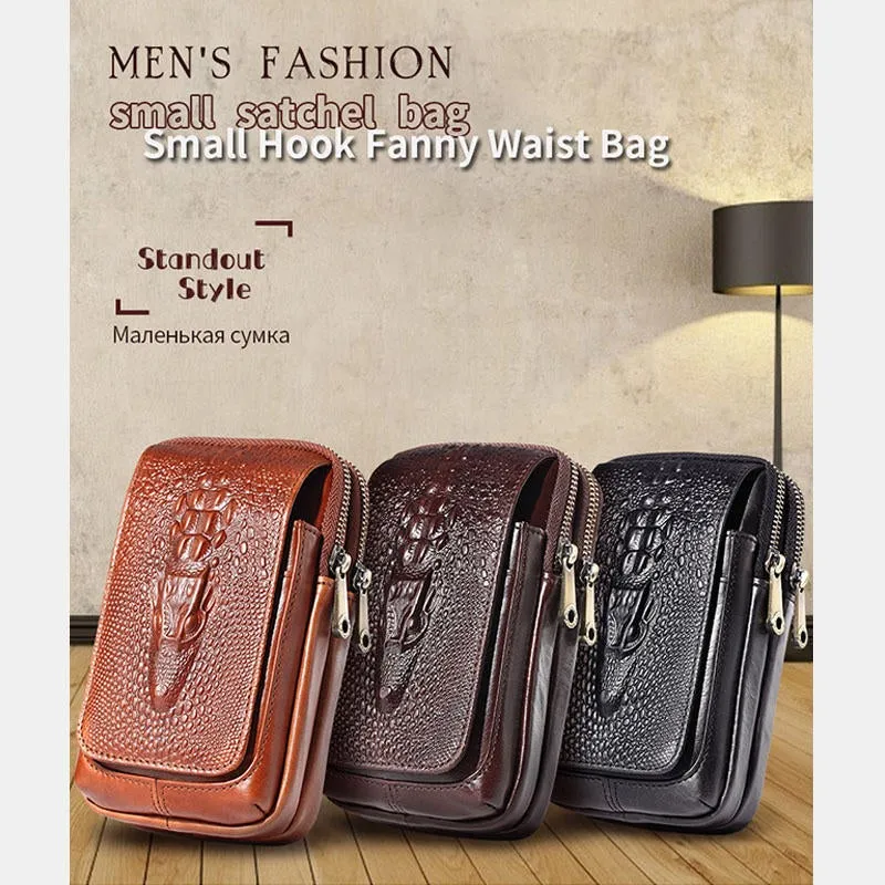 Men Genuine Leather Casual Multifunctional Phone Bag Waist For Outdoor