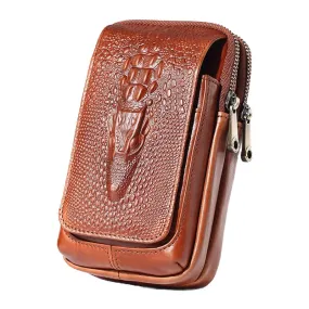 Men Genuine Leather Casual Multifunctional Phone Bag Waist For Outdoor