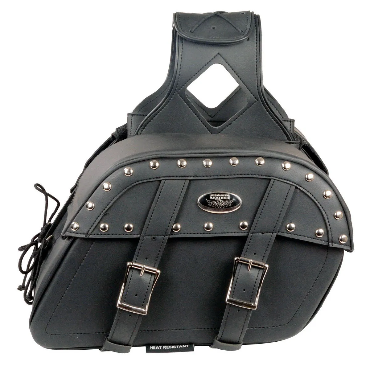 Milwaukee Leather MP8330 Black Medium Zip-Off PVC Studded Throw Over Saddlebags