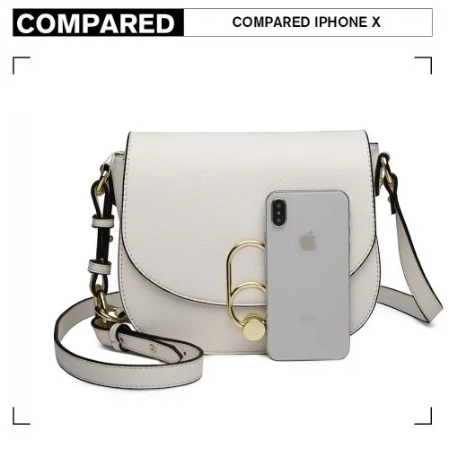 Miss Lulu Cross Body Saddle Bag - White | Stylish & Practical PU Leather Bag