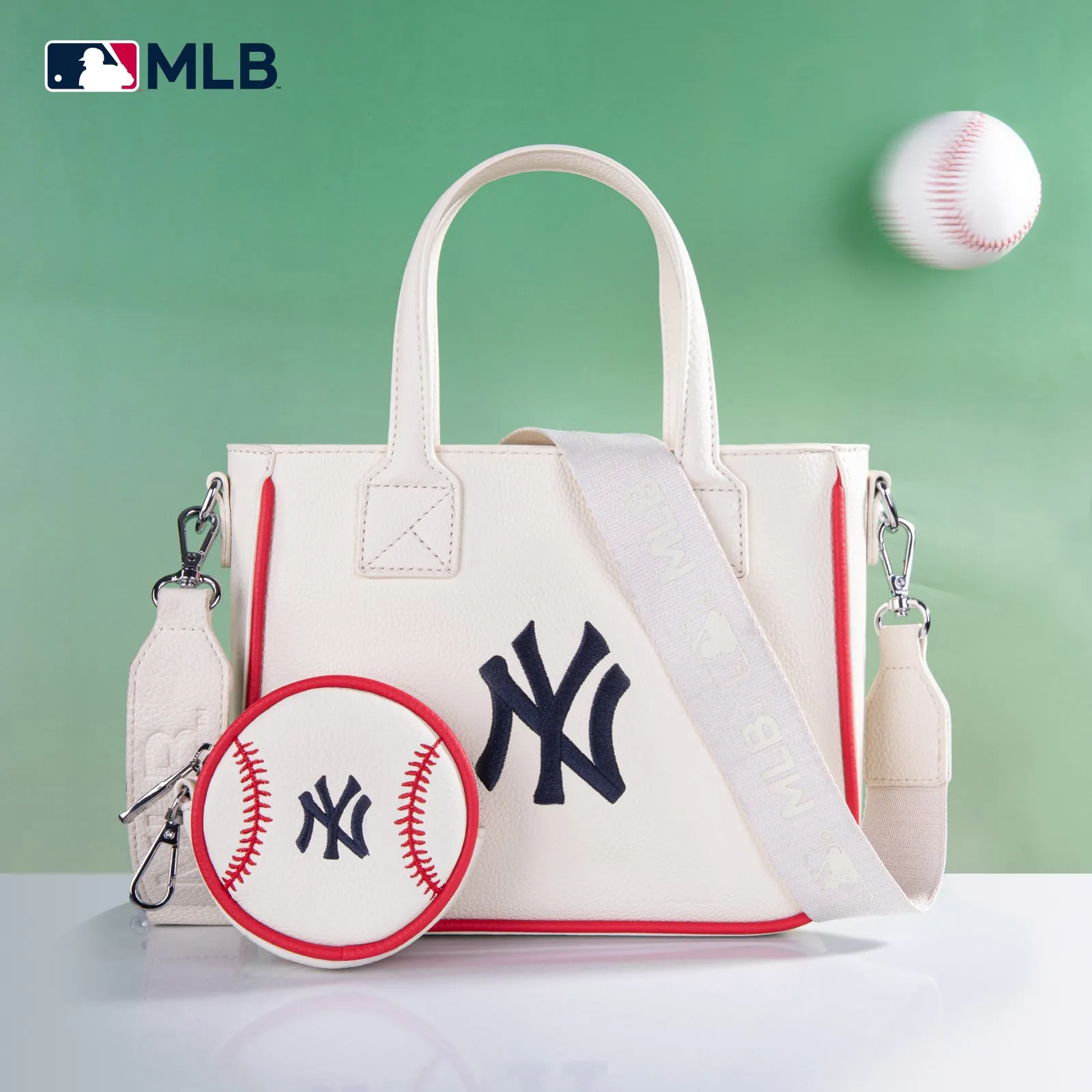 MLB-NY103  MLB  New York Yankees Team Tote/Crossbody with Baseball Coin Pouch