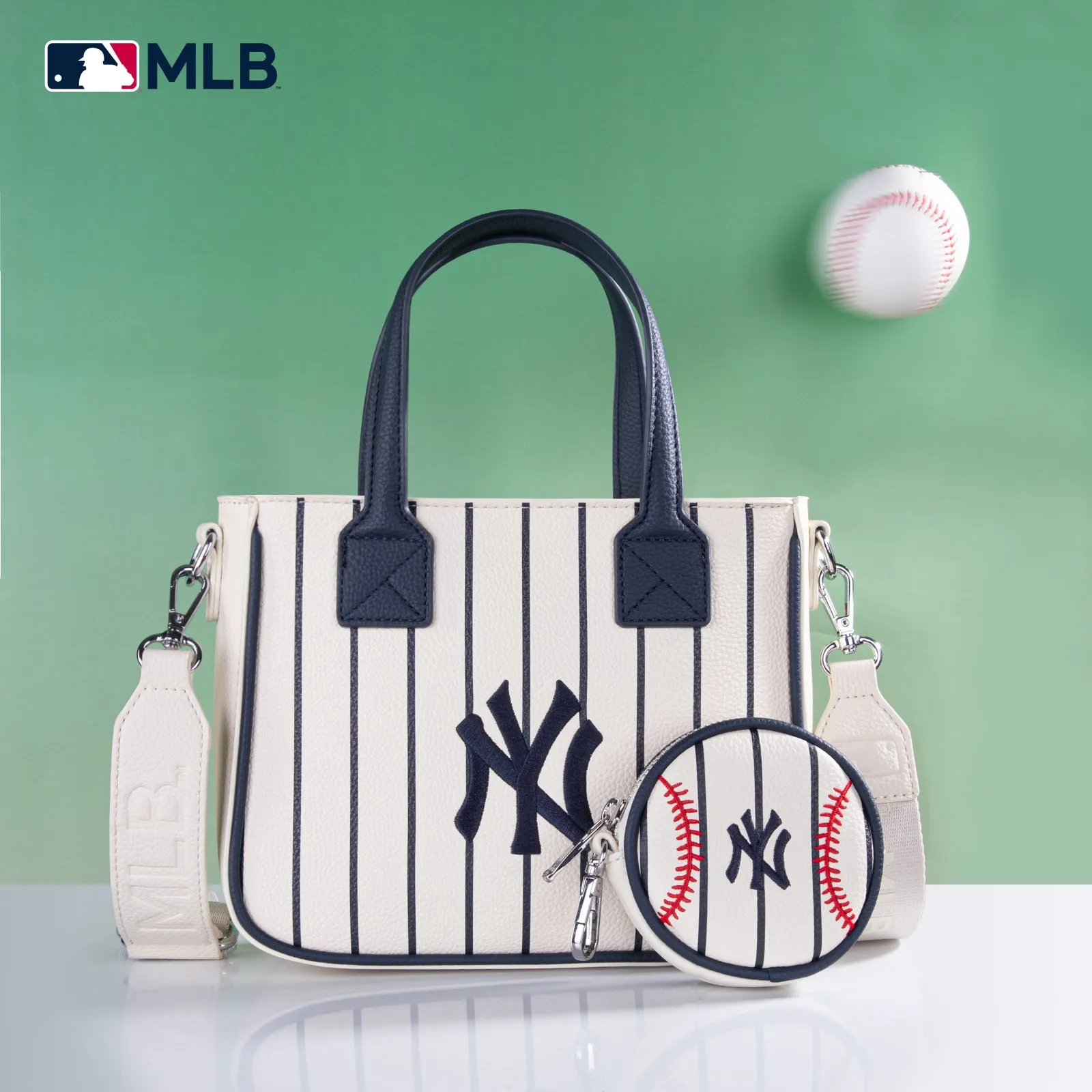 MLB-NY103  MLB  New York Yankees Team Tote/Crossbody with Baseball Coin Pouch