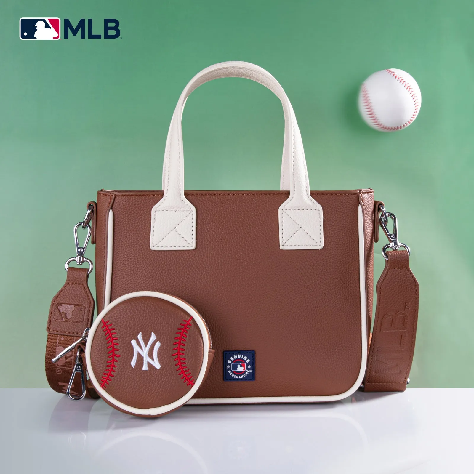 MLB-NY103  MLB  New York Yankees Team Tote/Crossbody with Baseball Coin Pouch