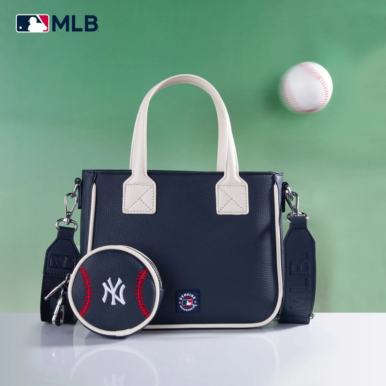 MLB-NY103  MLB  New York Yankees Team Tote/Crossbody with Baseball Coin Pouch