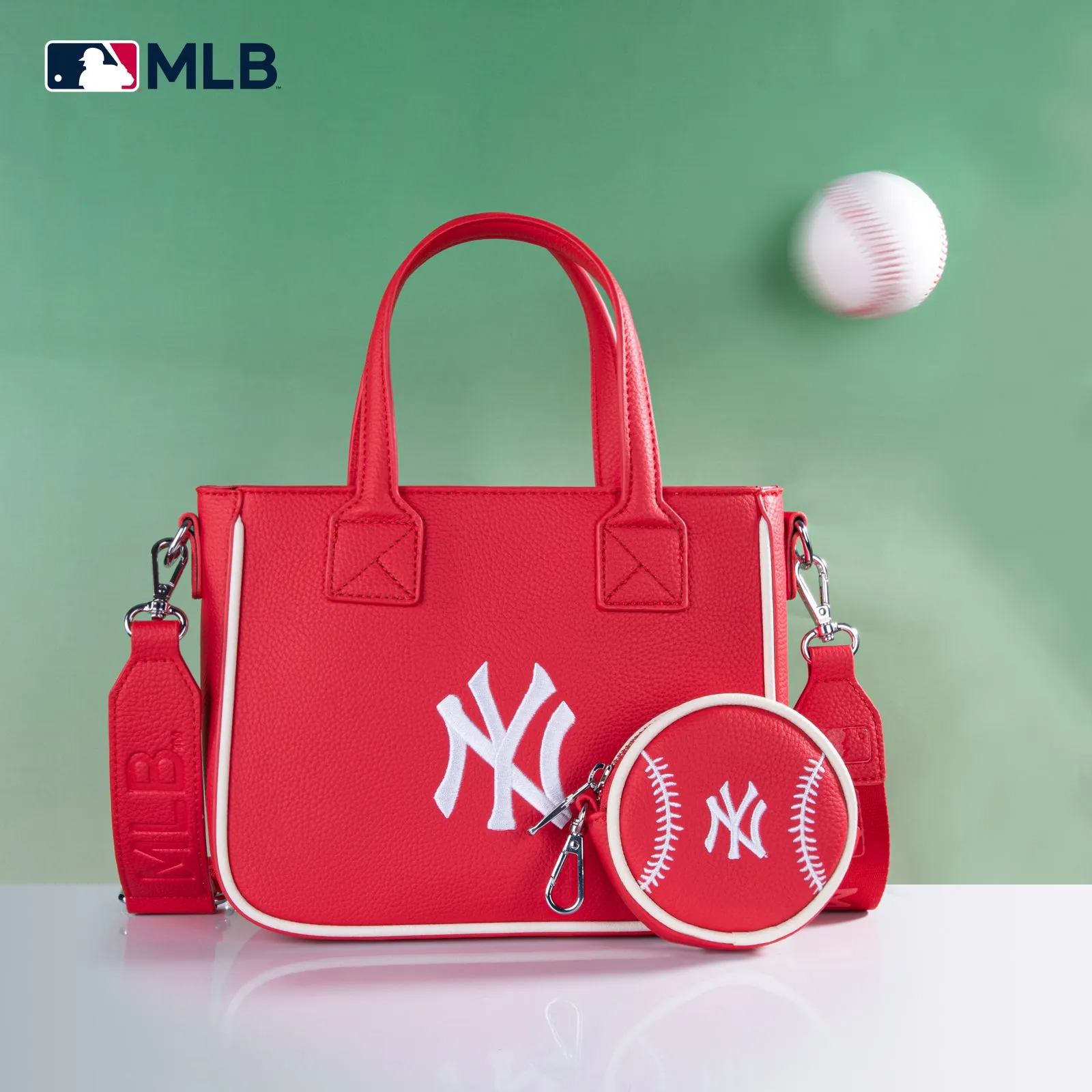 MLB-NY103  MLB  New York Yankees Team Tote/Crossbody with Baseball Coin Pouch