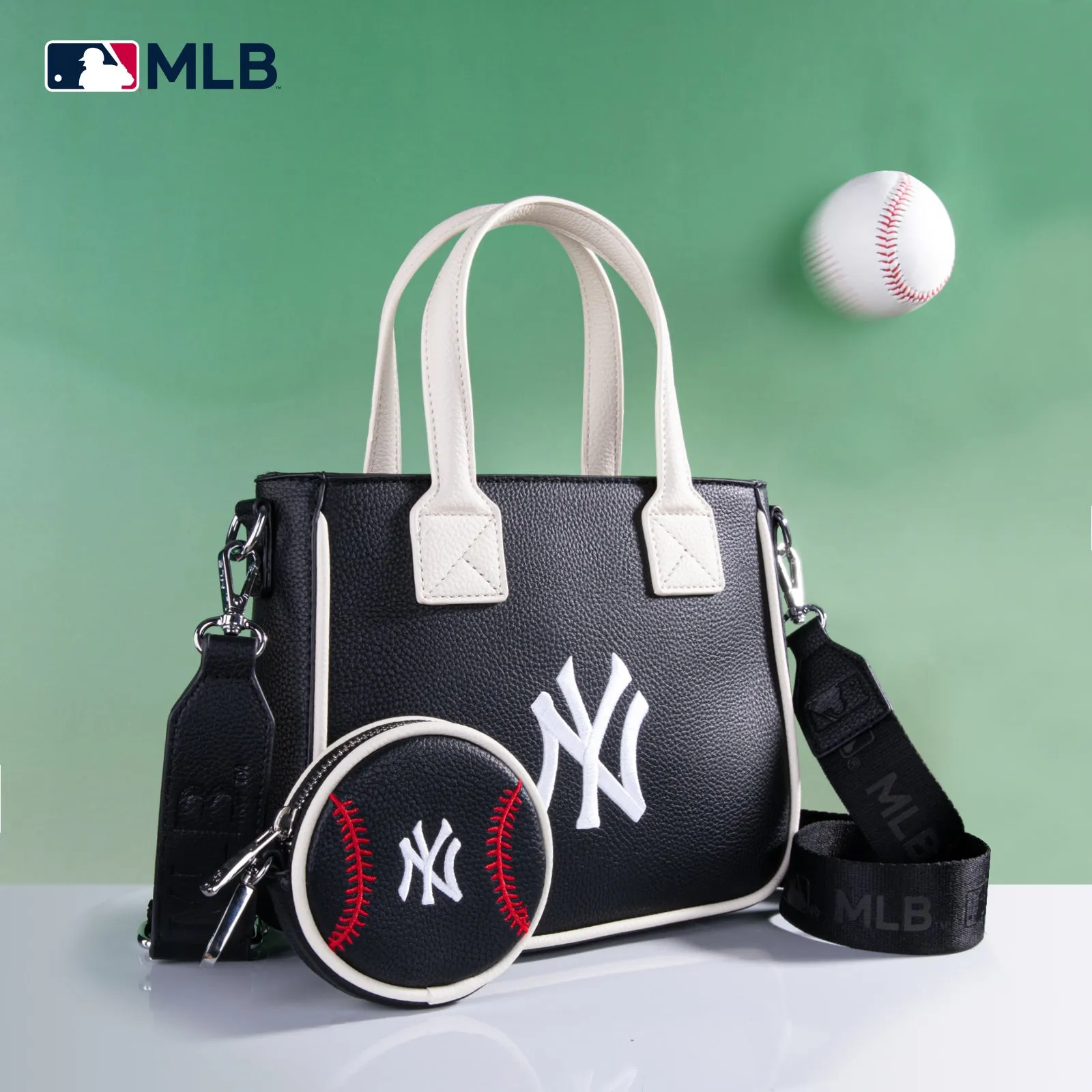 MLB-NY103  MLB  New York Yankees Team Tote/Crossbody with Baseball Coin Pouch