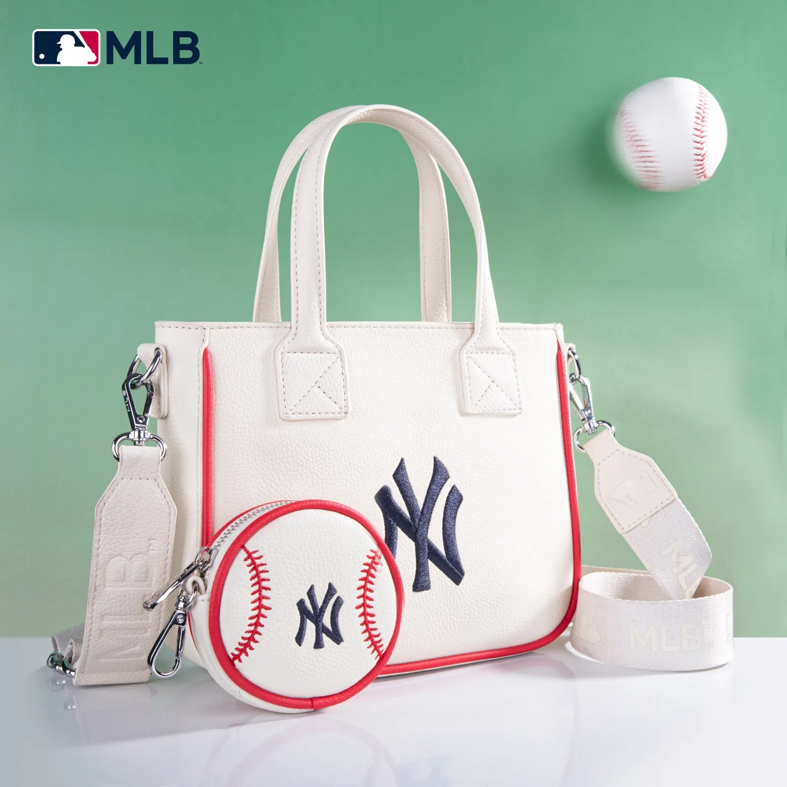 MLB-NY103  MLB  New York Yankees Team Tote/Crossbody with Baseball Coin Pouch