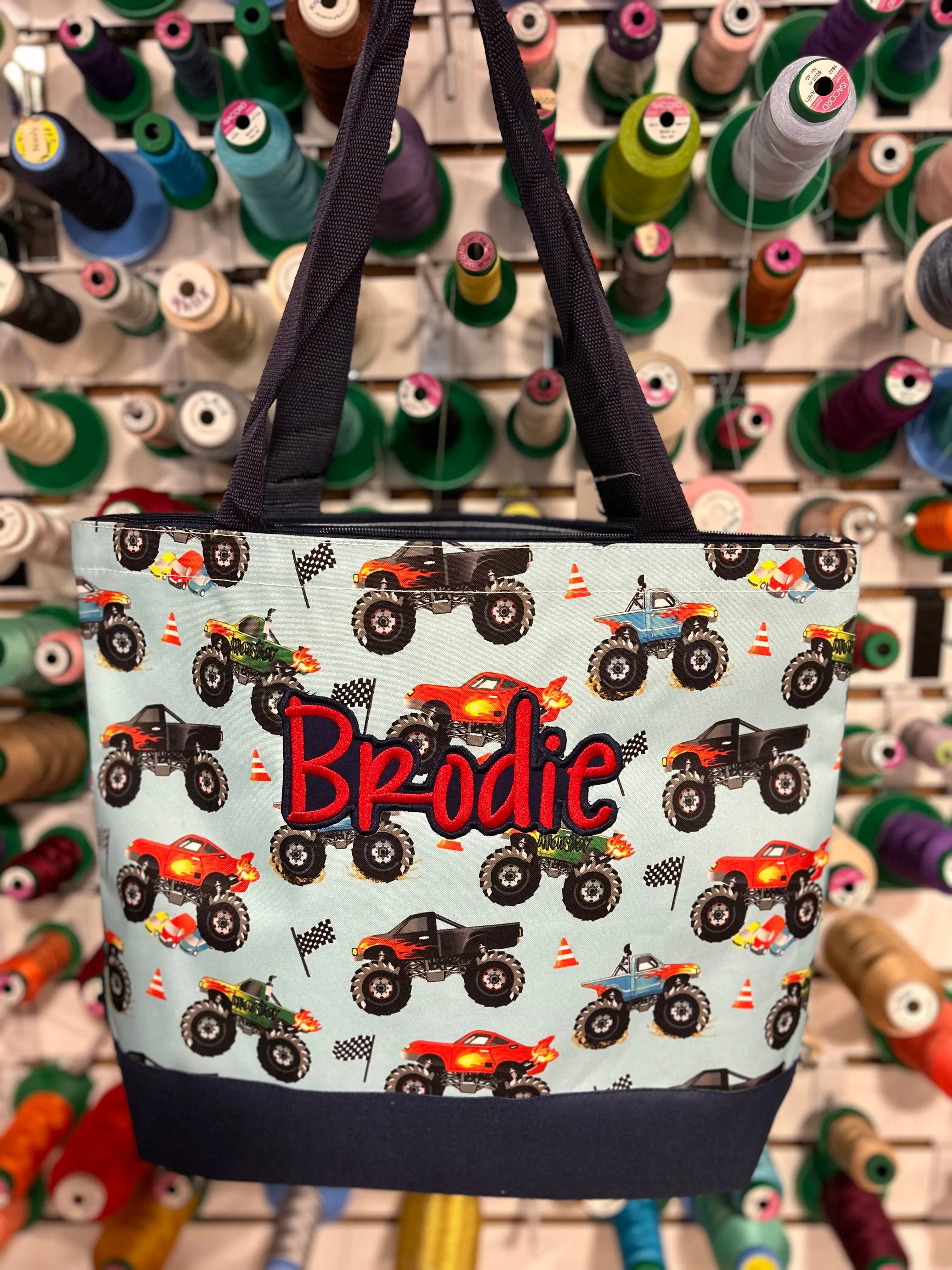 Monster Truck Zippered Tote Bag