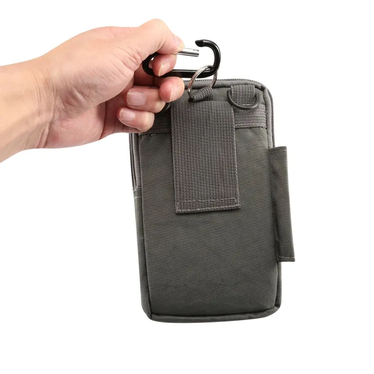 Outdoor Phone Carrying Case Pouch Nylon Crossbody Shoulder Cell Phone Holster Waist Belt Wallet Bag with Carabiner(Grey)