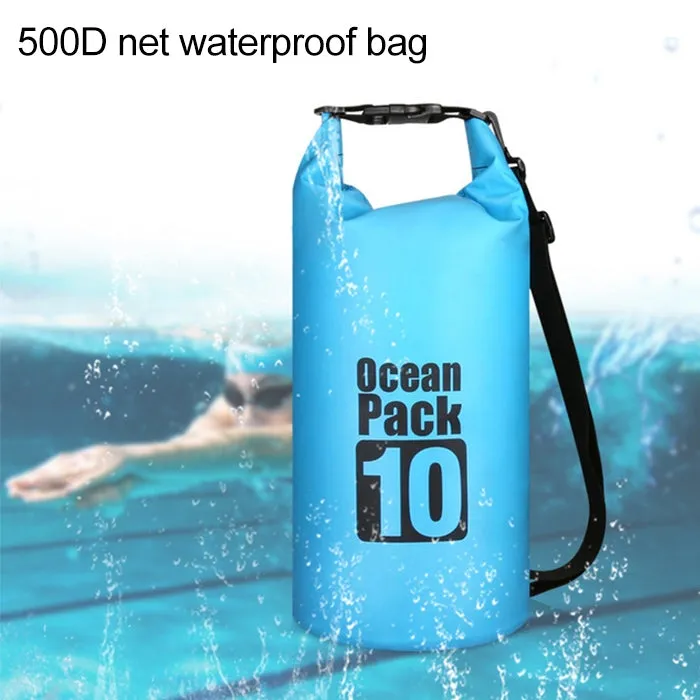 Outdoor Waterproof Single Shoulder Bag Dry Sack PVC Barrel Bag, Capacity: 10L (Sky Blue)