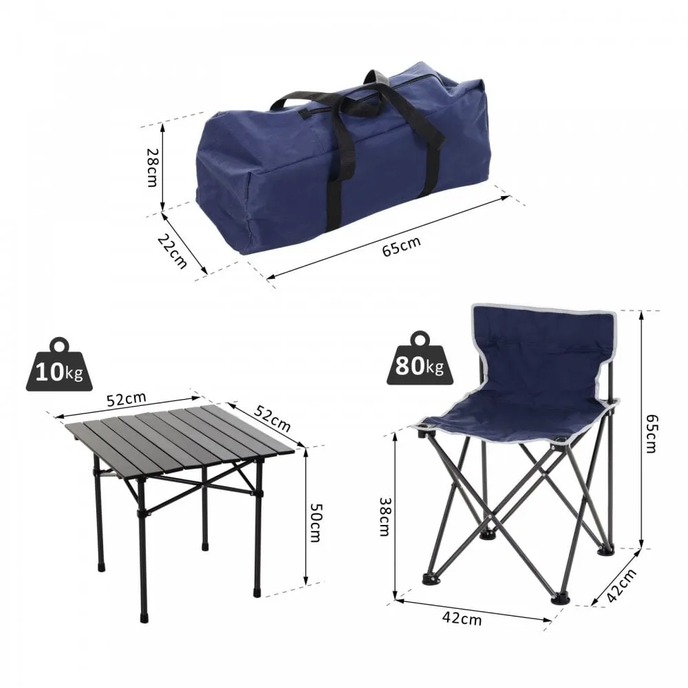 Outsunny Oxford Cloth 4-Seater Camping Table & Chair Set Blue