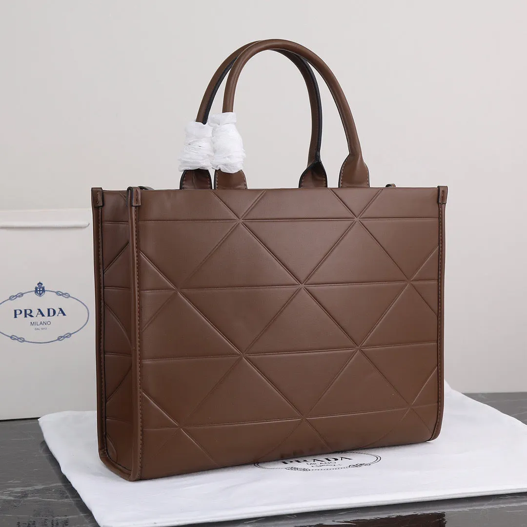 PD224  Large Leather Prada Symbole Bag with Topstitching / 15.3x12.2x3.9inch