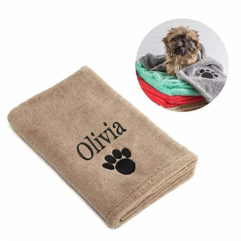 Personalized Embroidered 50X100CM Pet Ultra-Fine Fiber Absorbent Pet Towel