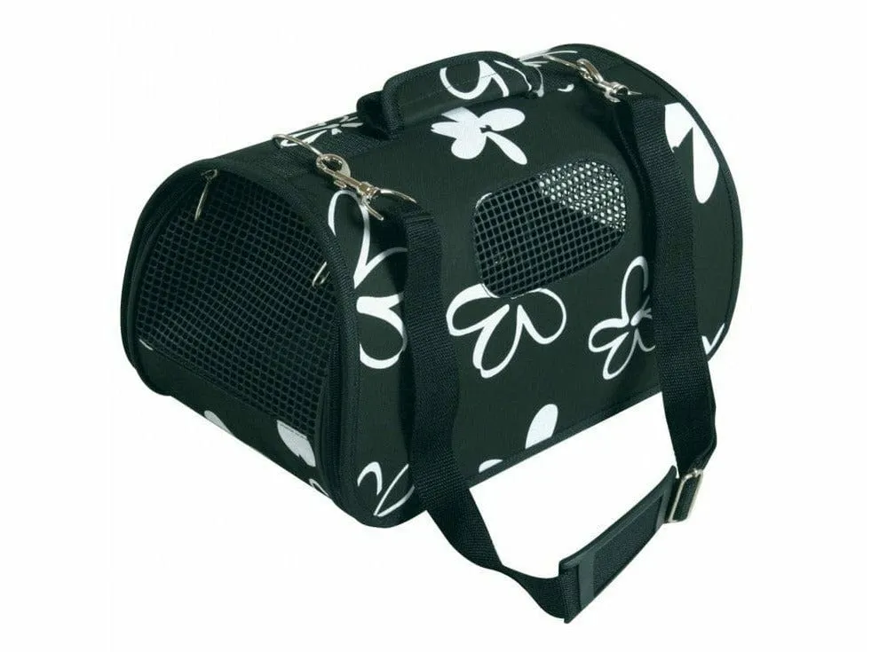 PET CARRIER FLOWER BLACK LARGE