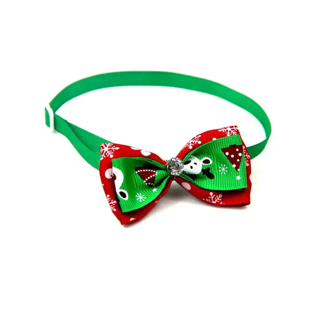 PetAffairs Adjustable Bow Tie Neck Strap Christmas Pet Collar