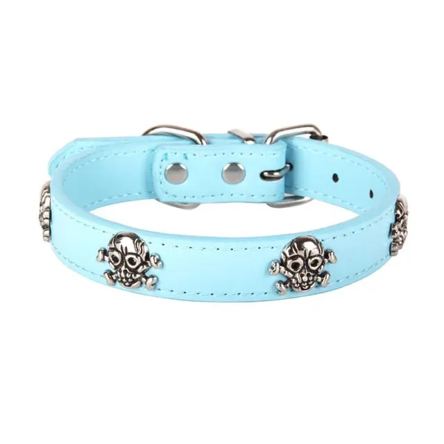 PetAffairs Skull Leather Pet Collar Stylish Pet Accessory