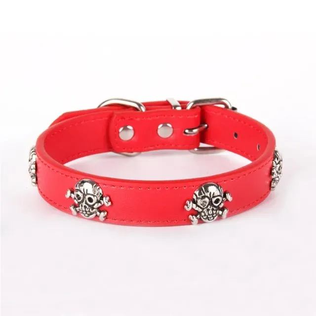 PetAffairs Skull Leather Pet Collar Stylish Pet Accessory