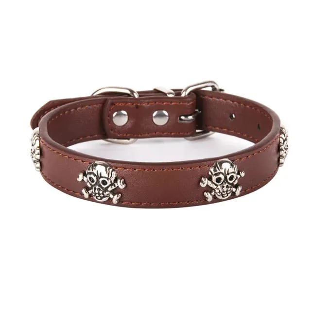 PetAffairs Skull Leather Pet Collar Stylish Pet Accessory