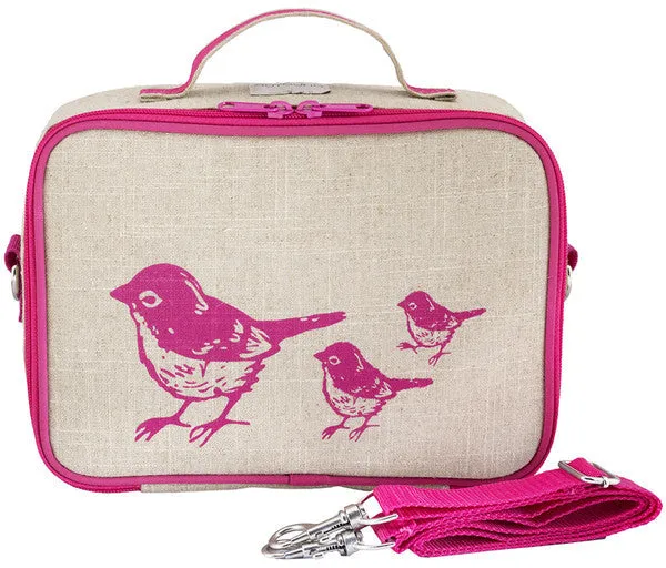 Pink Birds Lunch Box - Raw Linen