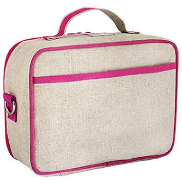 Pink Birds Lunch Box - Raw Linen