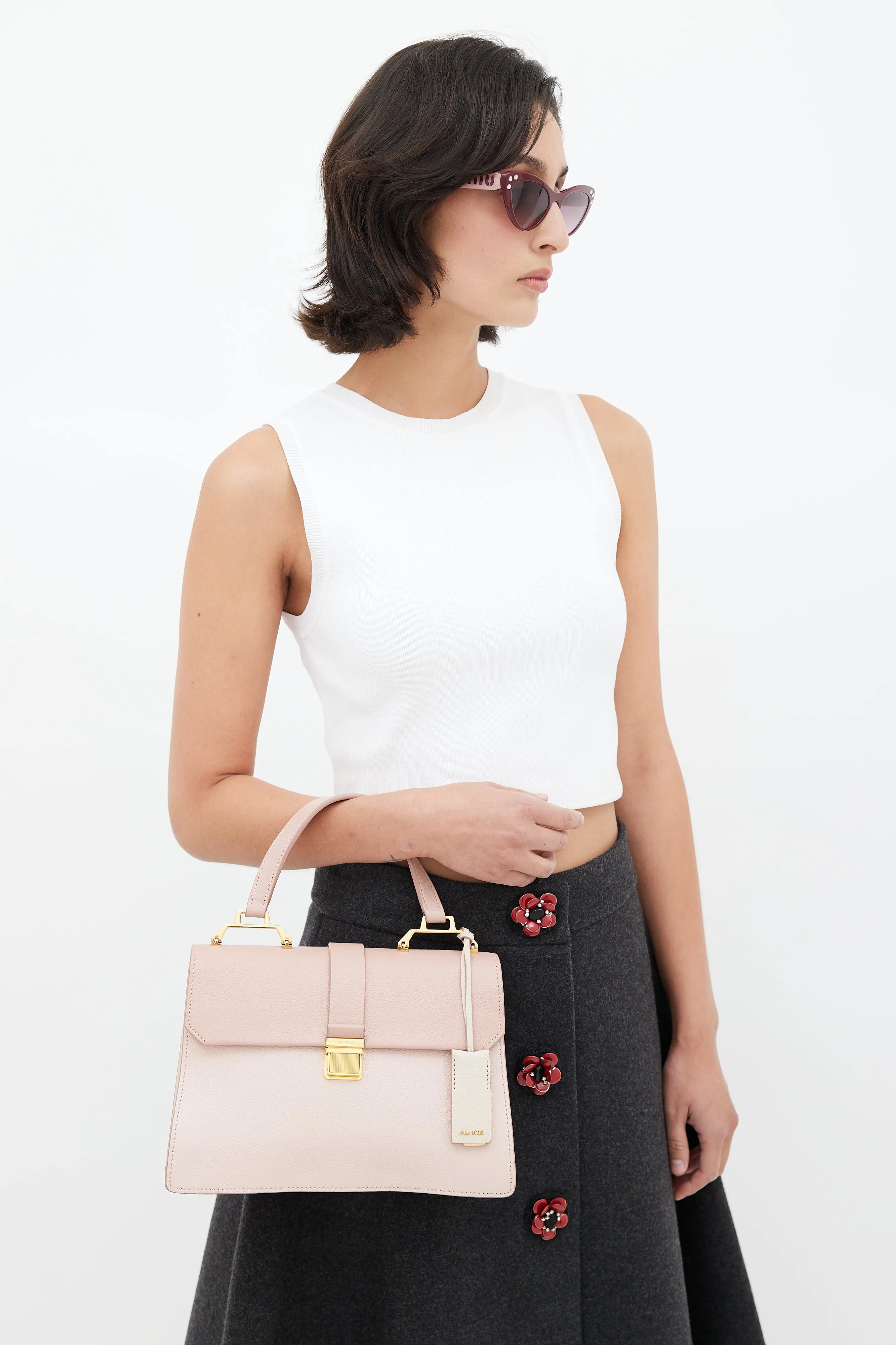 Pink Madras Leather Crossbody Bag