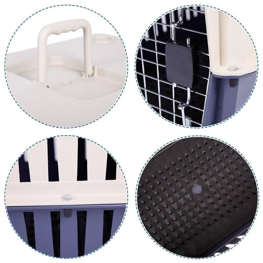 Plastic Cat & Dog Carrier Cage with Chrome Door Portable Pet Box Airline Approved, Large