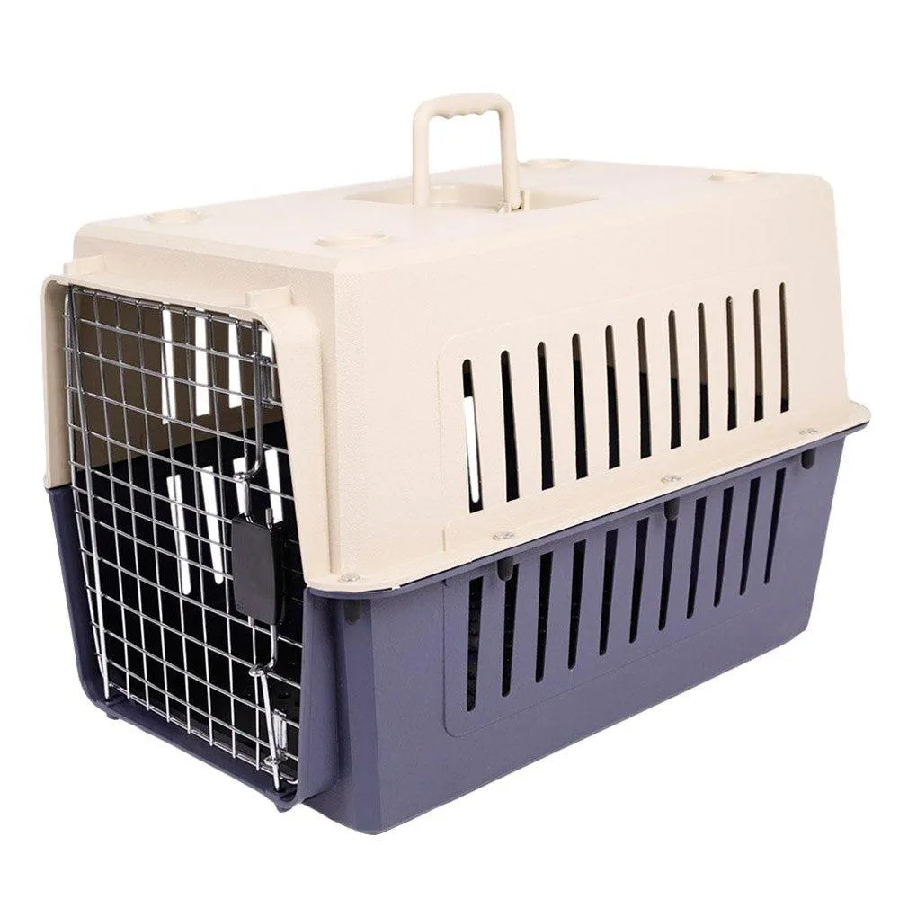 Plastic Cat & Dog Carrier Cage with Chrome Door Portable Pet Box Airline Approved, Large