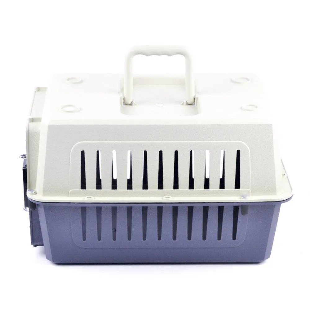 Plastic Cat & Dog Carrier Cage with Chrome Door Portable Pet Box Airline Approved, Medium, Dark Blue