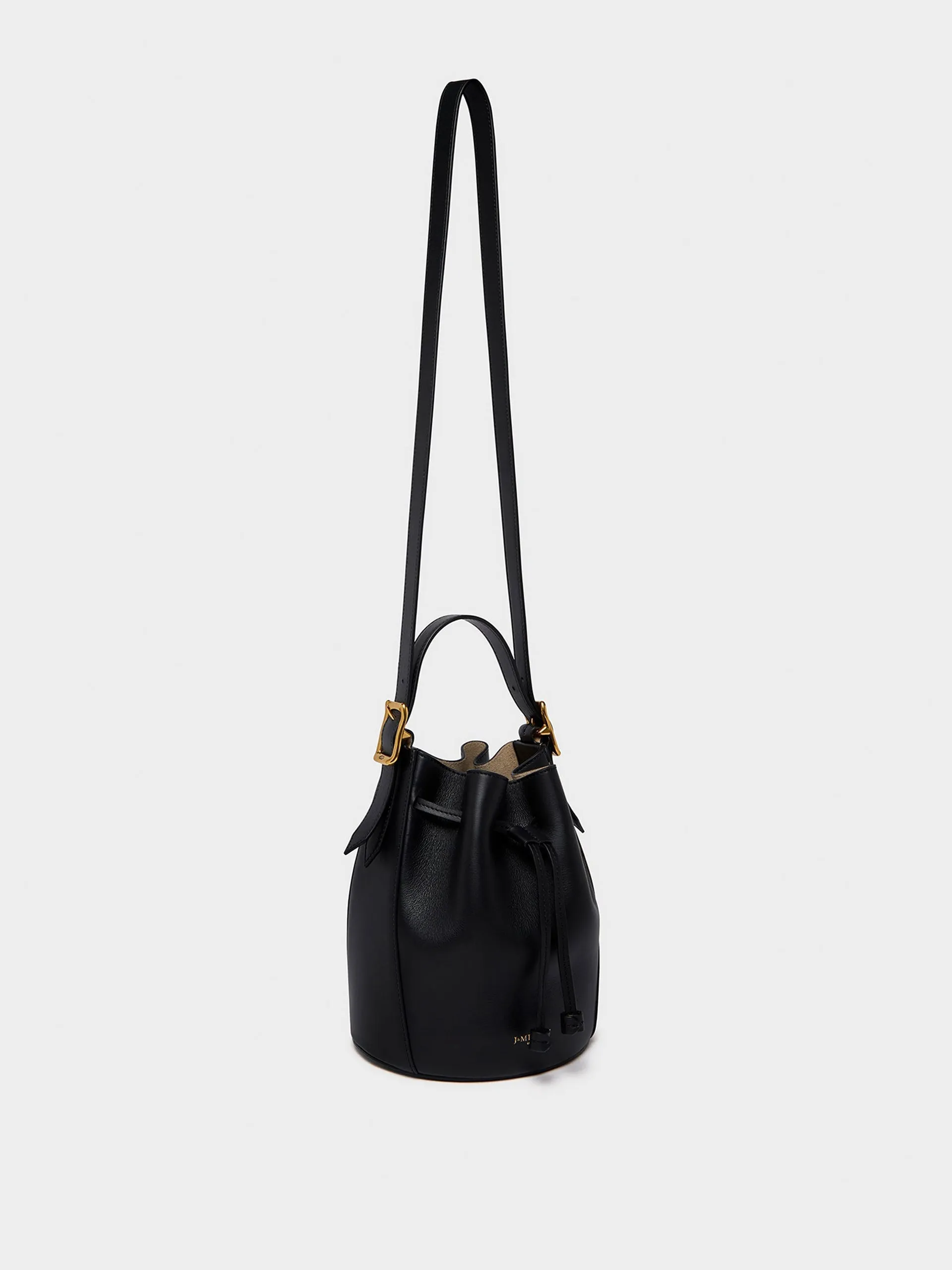 Poppy bucket bag, black leather