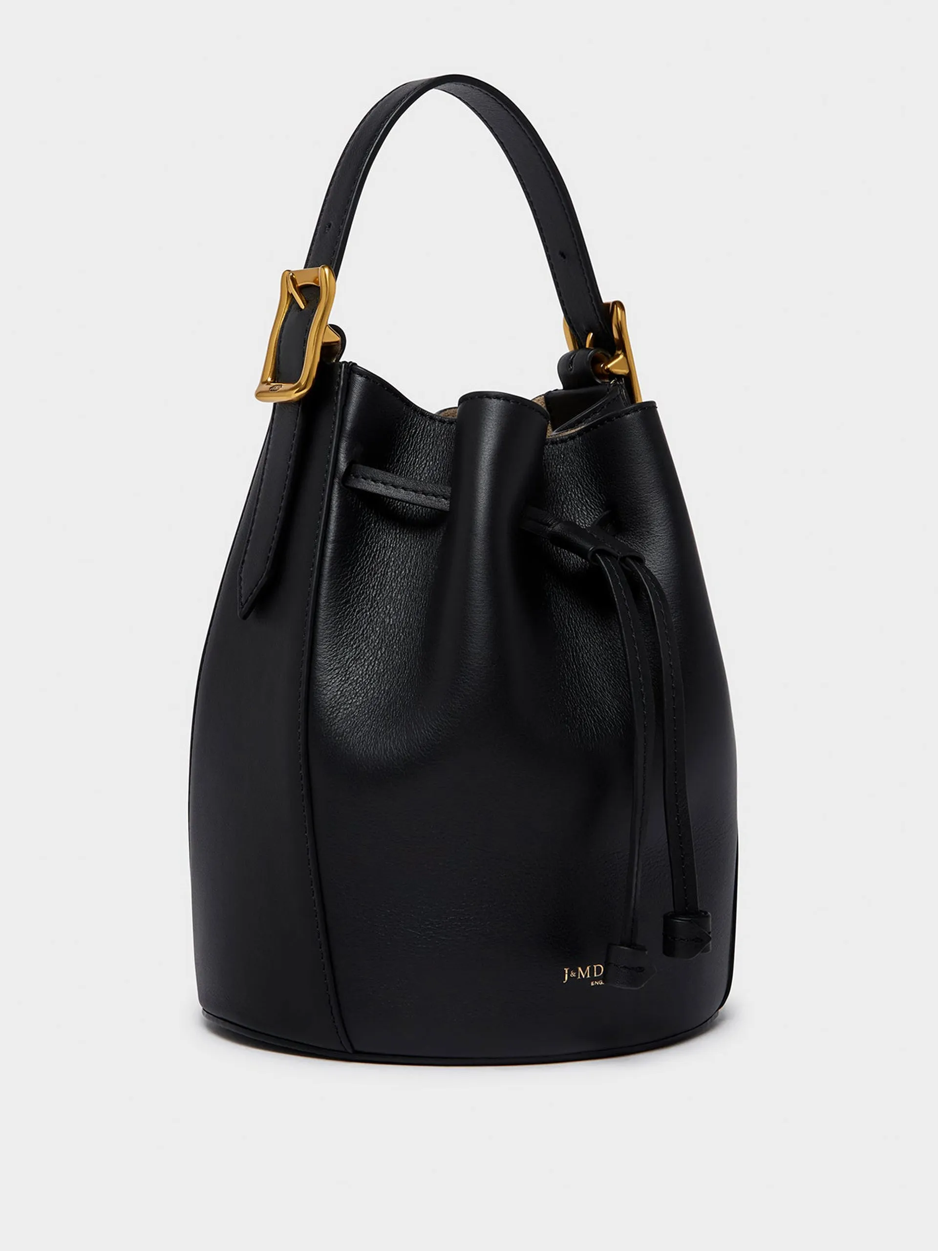 Poppy bucket bag, black leather