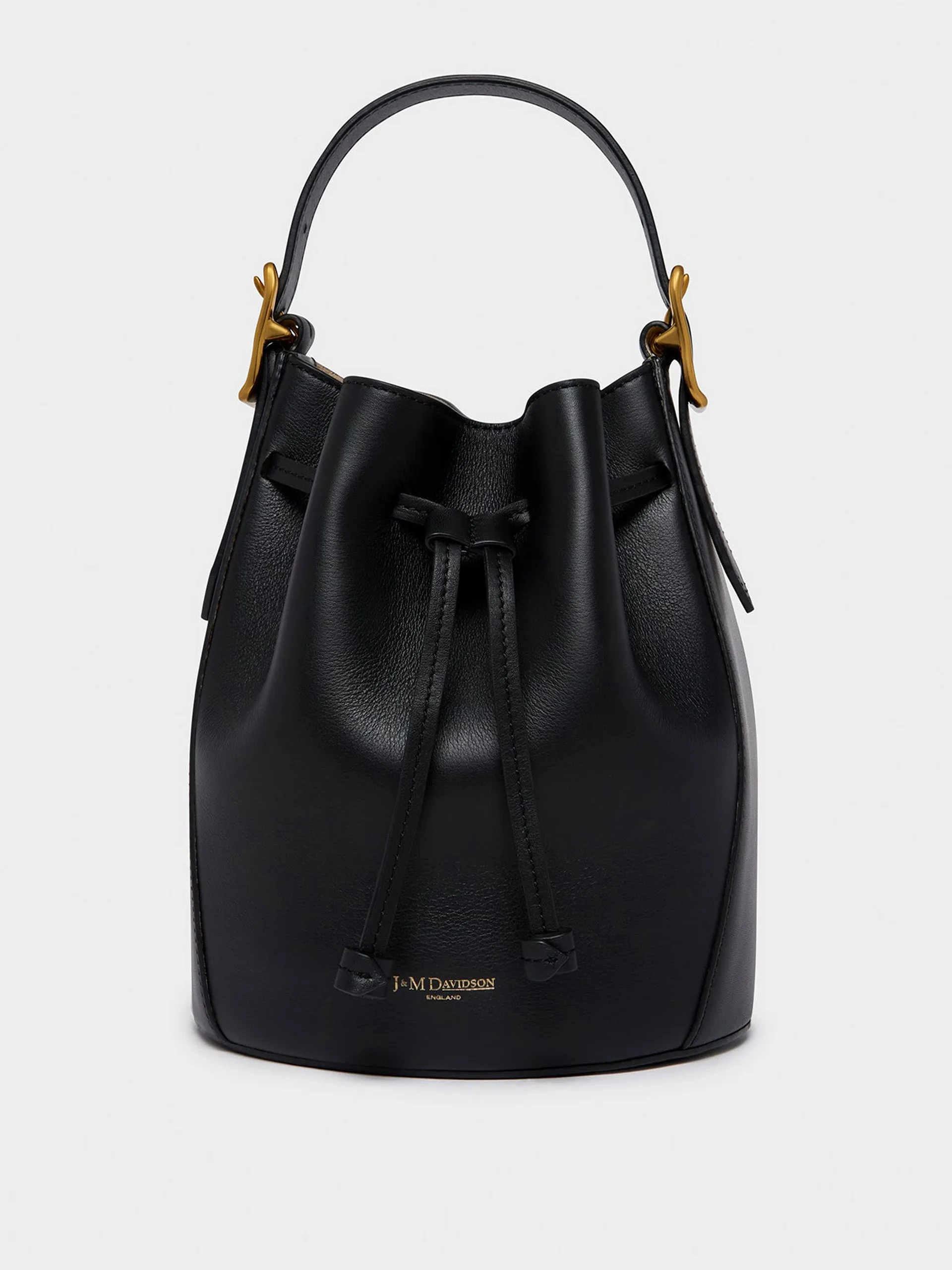 Poppy bucket bag, black leather