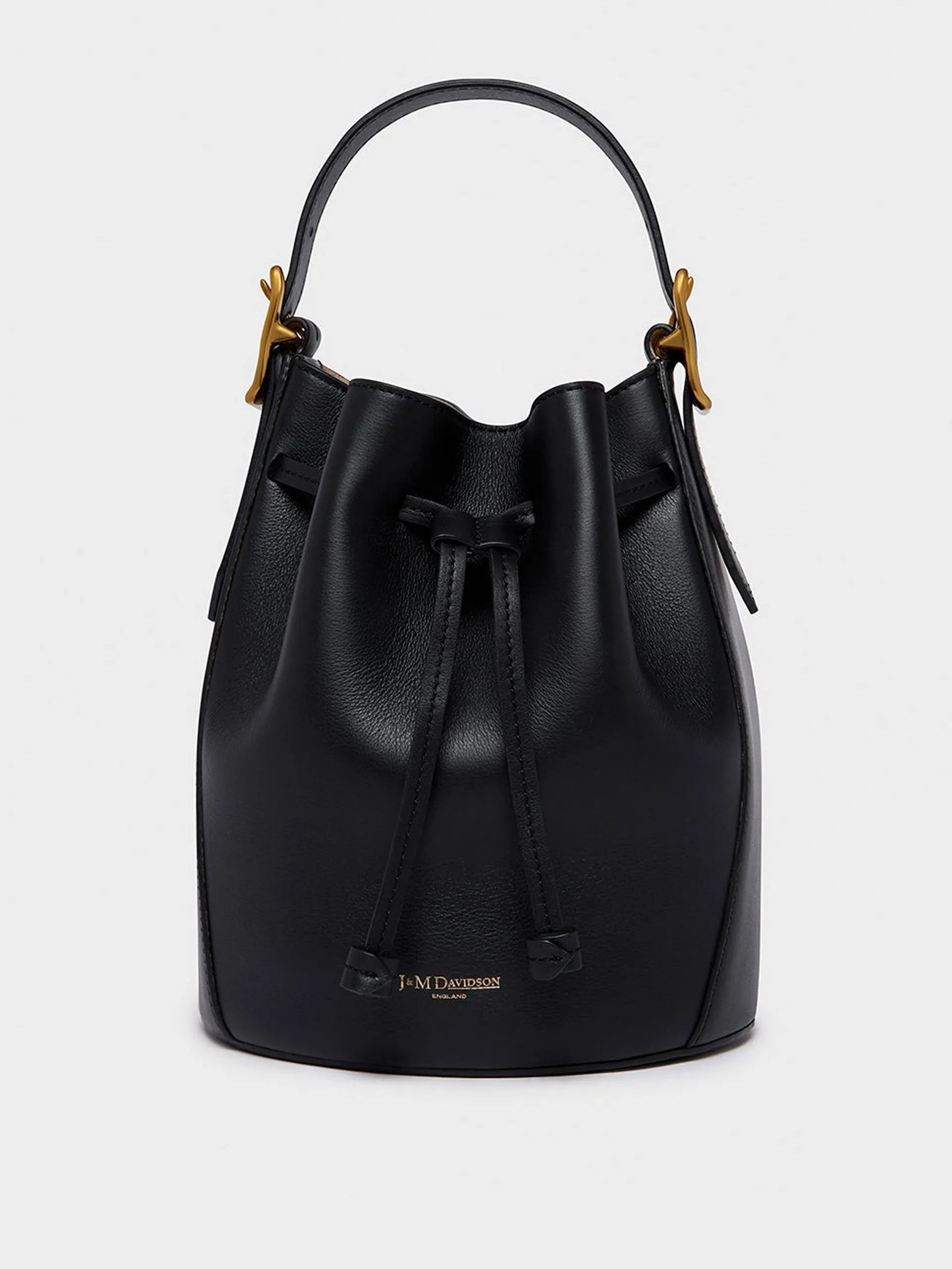 Poppy bucket bag, black leather