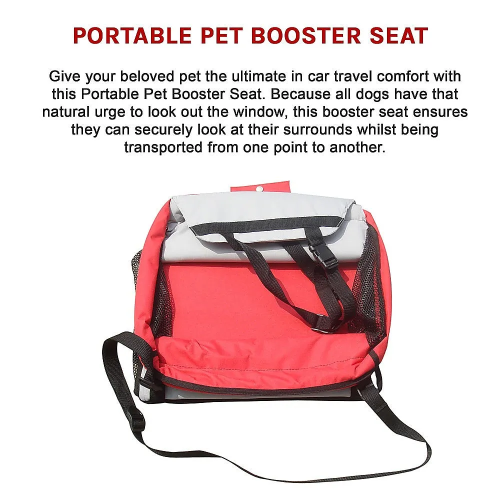 Portable Dog Car Booster Seat with Leash and Mesh Walls