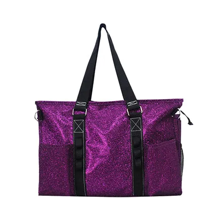 Purple Glitter NGIL Zippered Lined Caddy Organizer Tote Bag