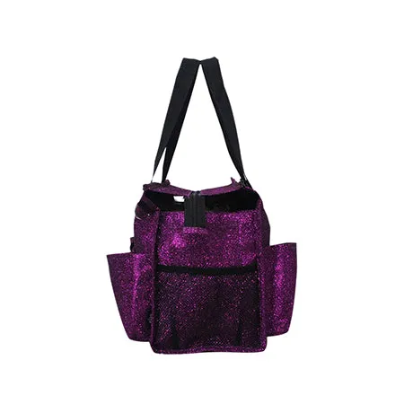 Purple Glitter NGIL Zippered Lined Caddy Organizer Tote Bag