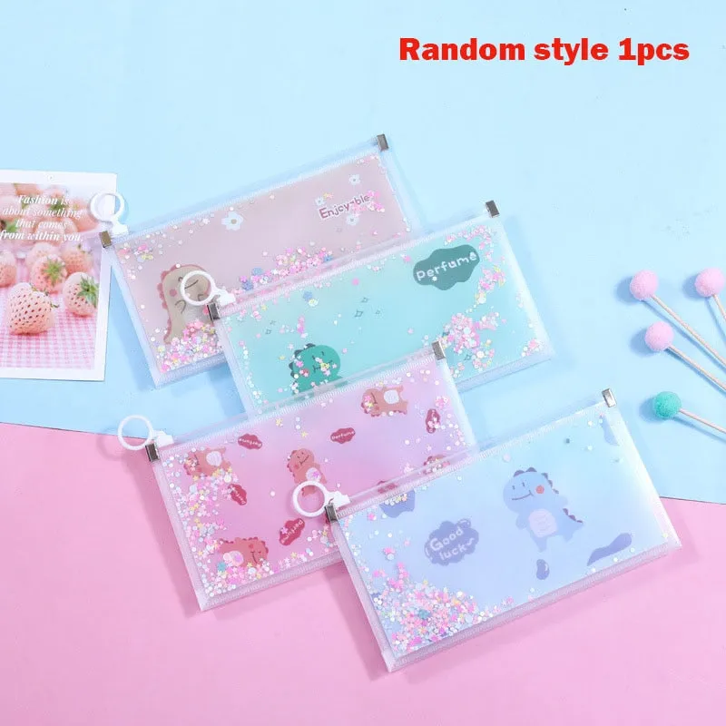 Quicksand Pencil Bags Storage Bag Cartoon Kawaii Pencil Case School Supplies Stationery