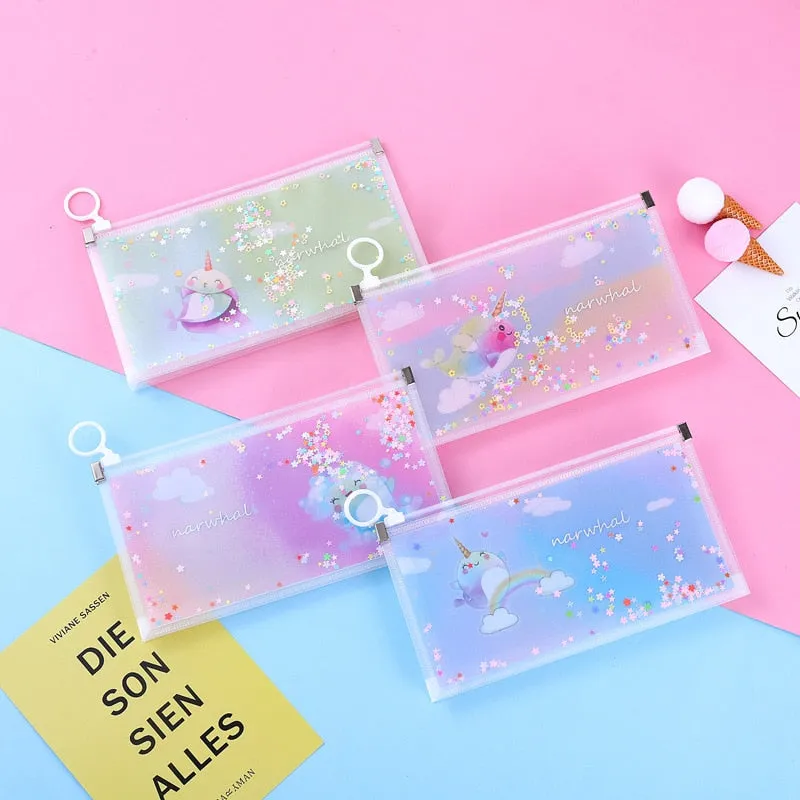 Quicksand Pencil Bags Storage Bag Cartoon Kawaii Pencil Case School Supplies Stationery