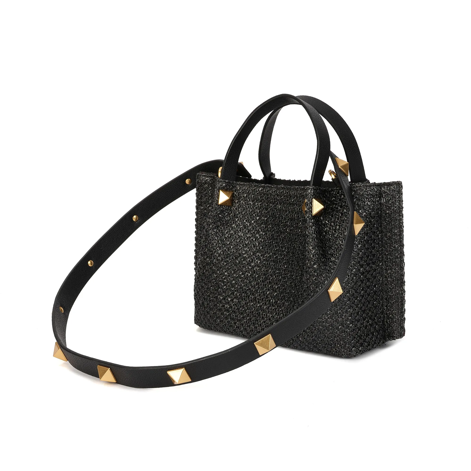 Raffia & Leather Top-Handle Tote